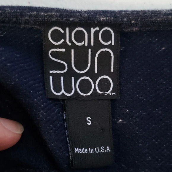 Clara Sun Woo Shift Dress Small Heather Navy Blue Minimalist Designer Pockets - Picture 9 of 10